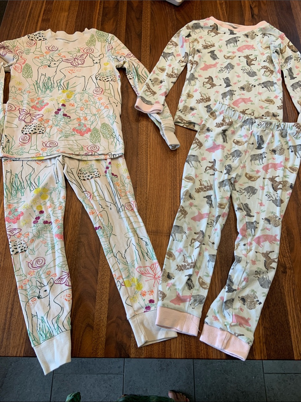 Set of 2 Girls 4T Pajama Sets - Burt’s Bees & LL Bean - Woodland Animals - New